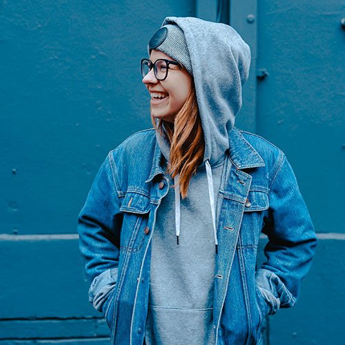Woman with Hoodie Smiling Woman with Hoodie Smiling